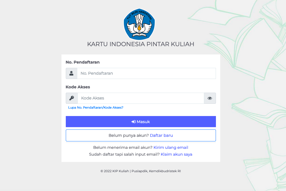 cara daftar kip online portal