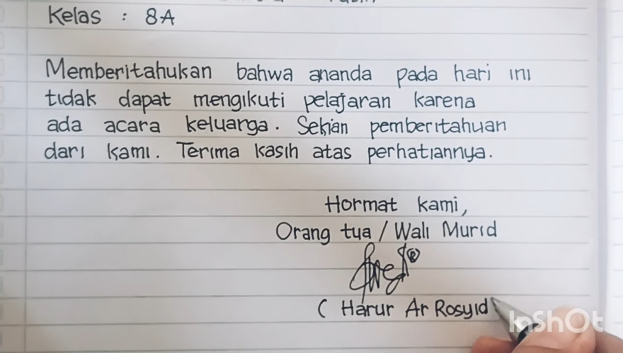 cara membuat surat izin tidak masuk sekolah 3