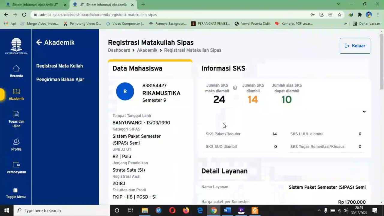 cara registrasi mata kuliah ut 2