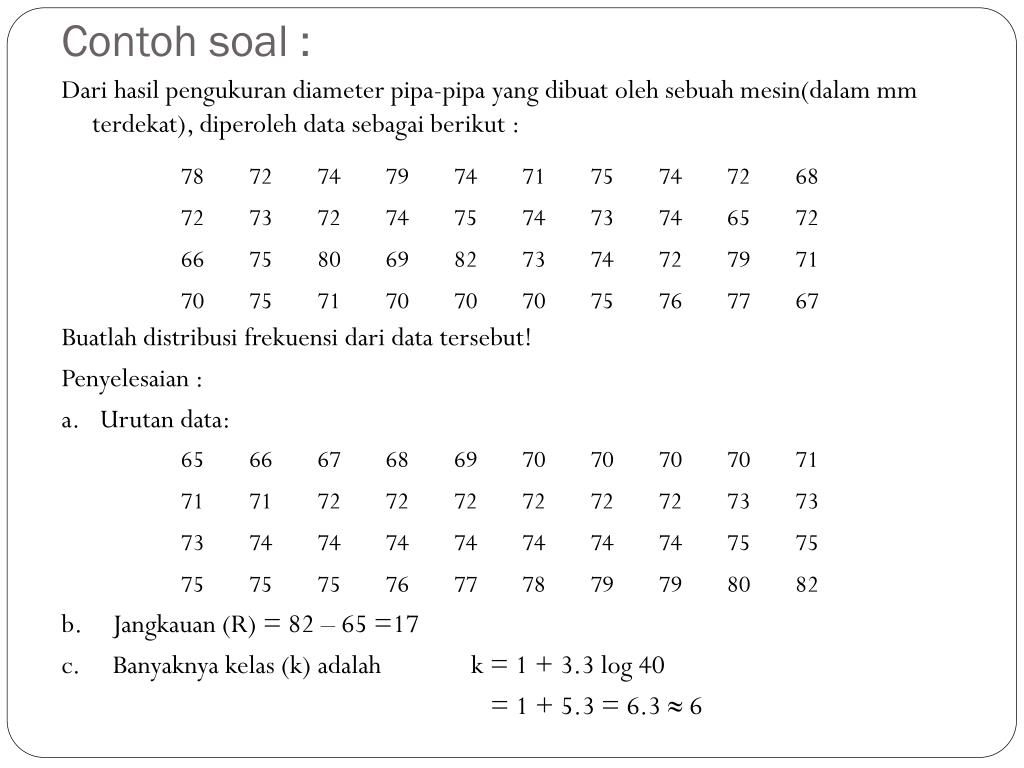 Contoh Soal Tabel Distribusi Frekuensi